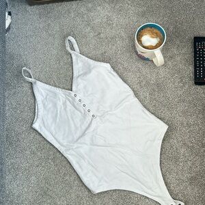 Abercrombie & Fitch White Henley Bodysuit
